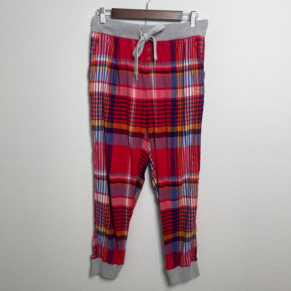 Aerie Red Plaid Pajama Jogger Pants Small Petite Lounge Sleepwear Cuffed